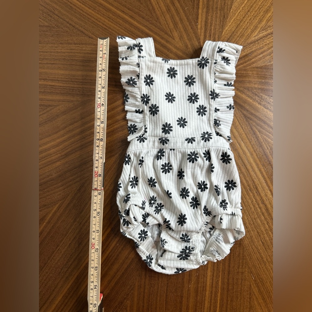 Cat & Jack Baby Romper with Black Floral Design